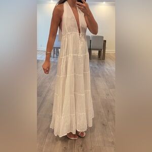 12th tribe Esperanza White Halter Linen Maxi Dress 
White Halter Maxi Dress